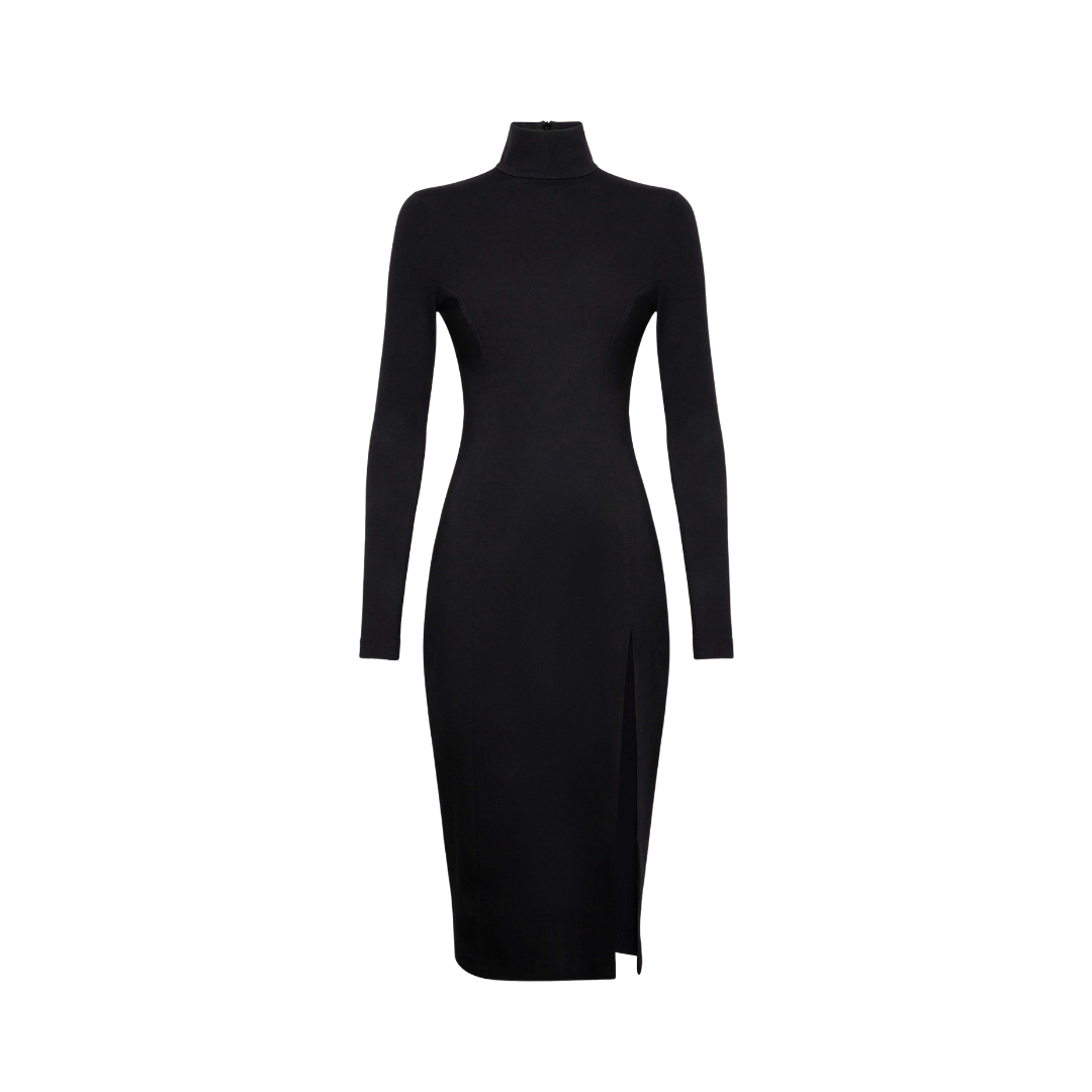 MIDI TURTLENECK SLIT DRESS