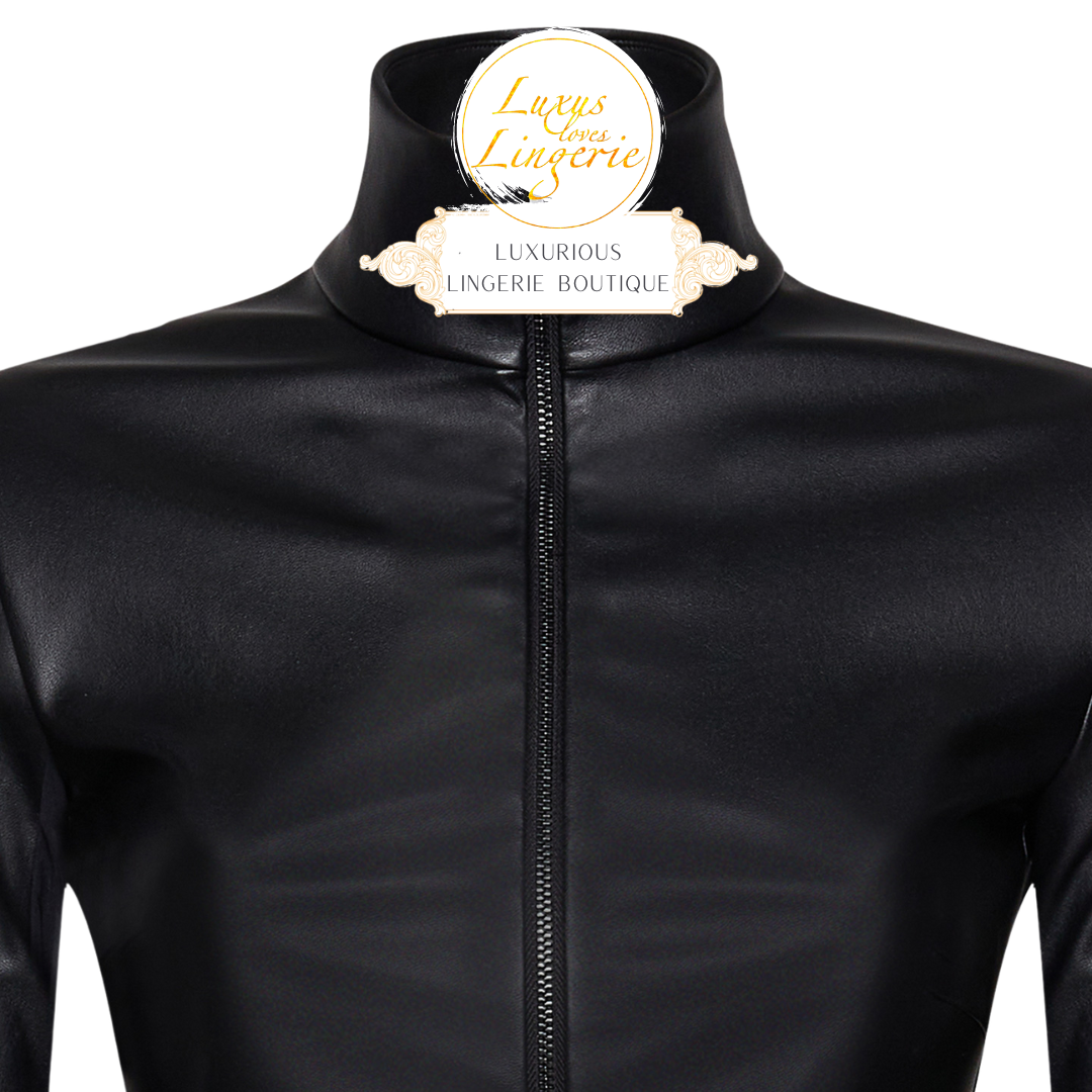 VEGAN LEATHER CUT-OUT JUMPSUIT