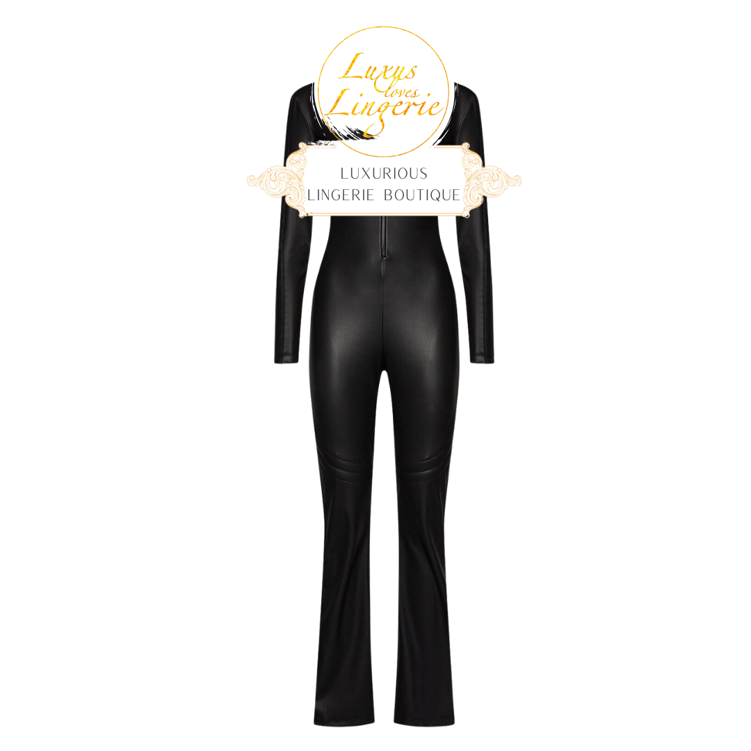 VEGAN LEATHER CUT-OUT JUMPSUIT