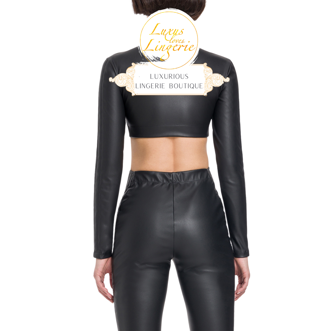 VEGAN LEATHER CUT-OUT JUMPSUIT