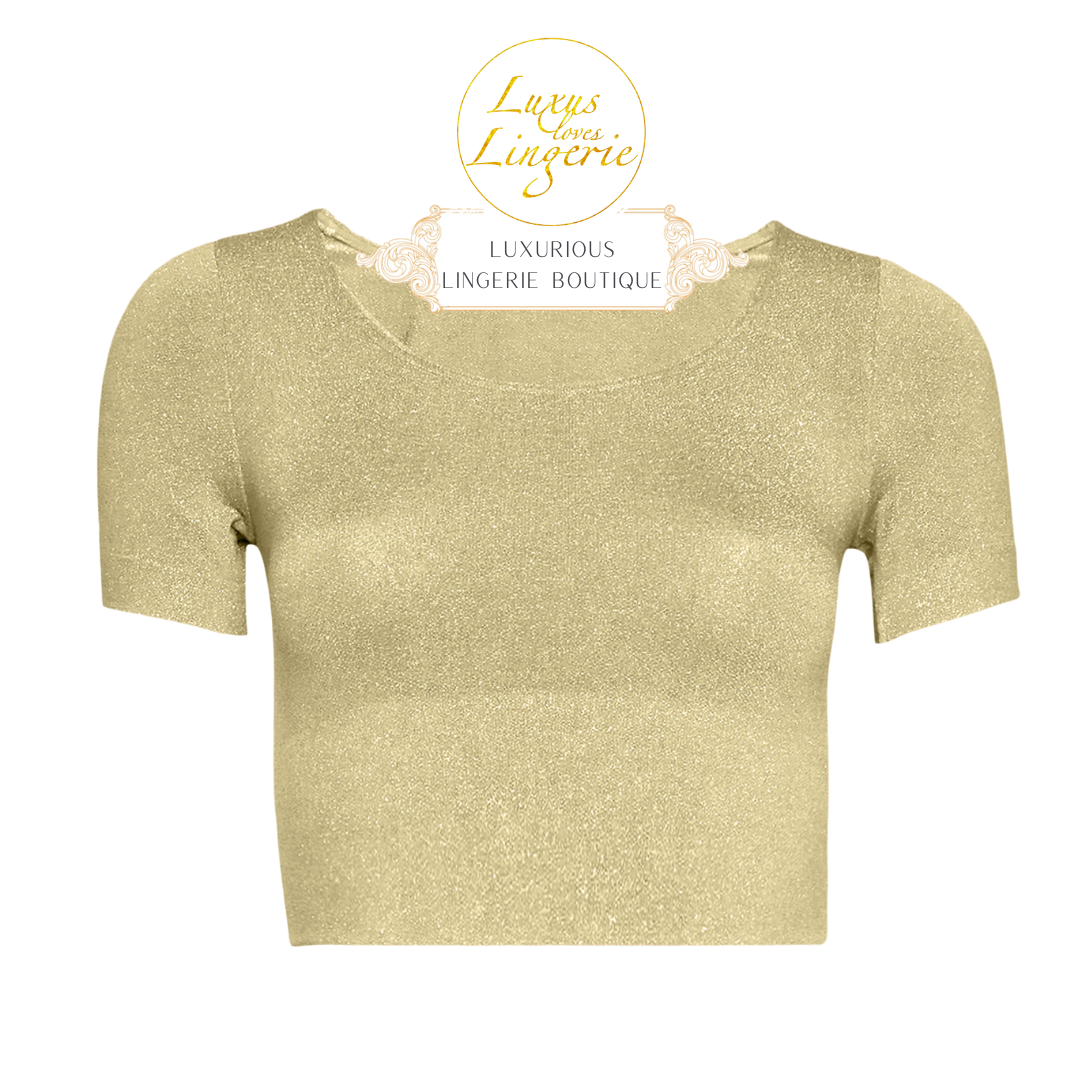 SHINY CROP TOP moonshell gold 57157 9895