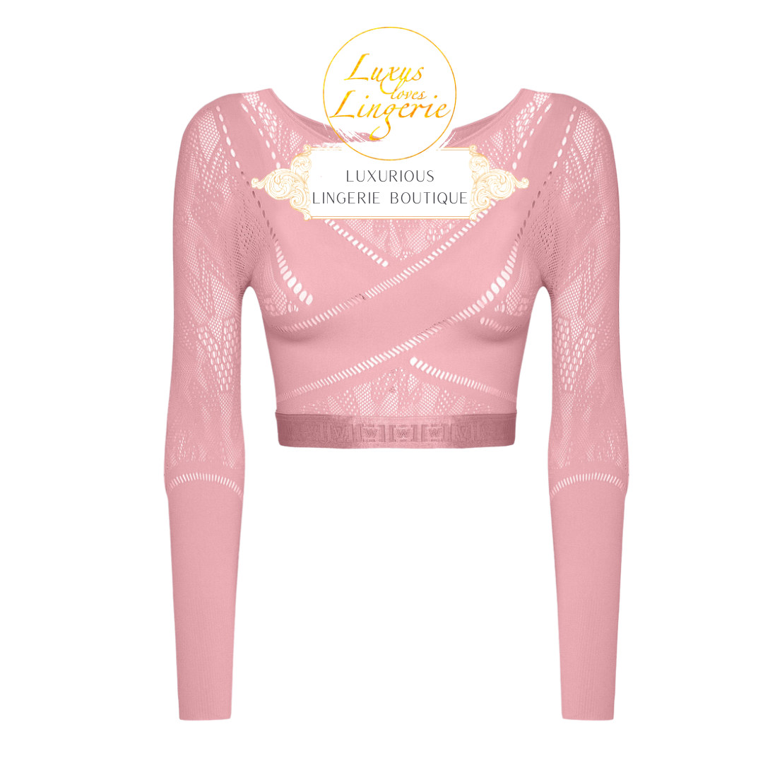 SPORTY LOGO NET TOP LONG SLEEVES