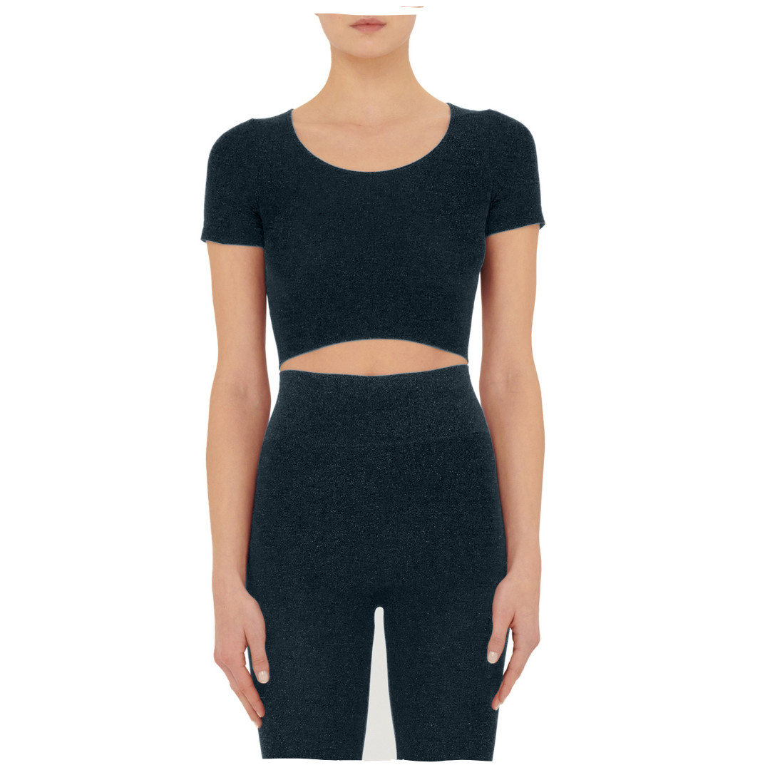 SHINY CROP TOP black pewter 57157 9836