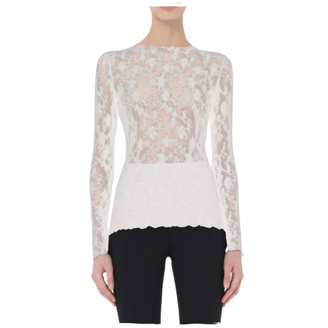 Kopie von FLORAL LACE TOP LONG SLEEVES PULLOVER grau 52709