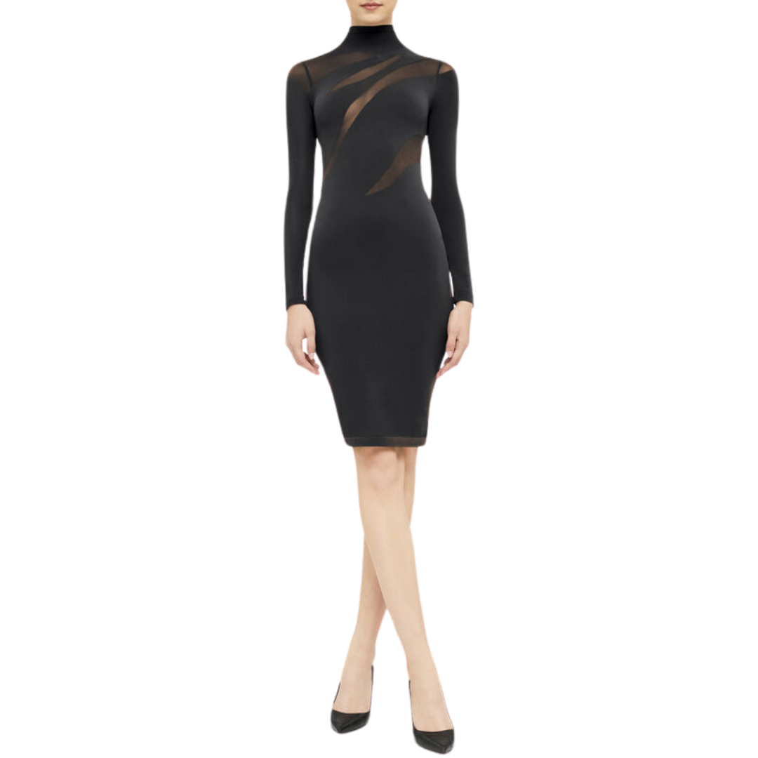 SHEER OPAQUE DRESS black 58304 7005