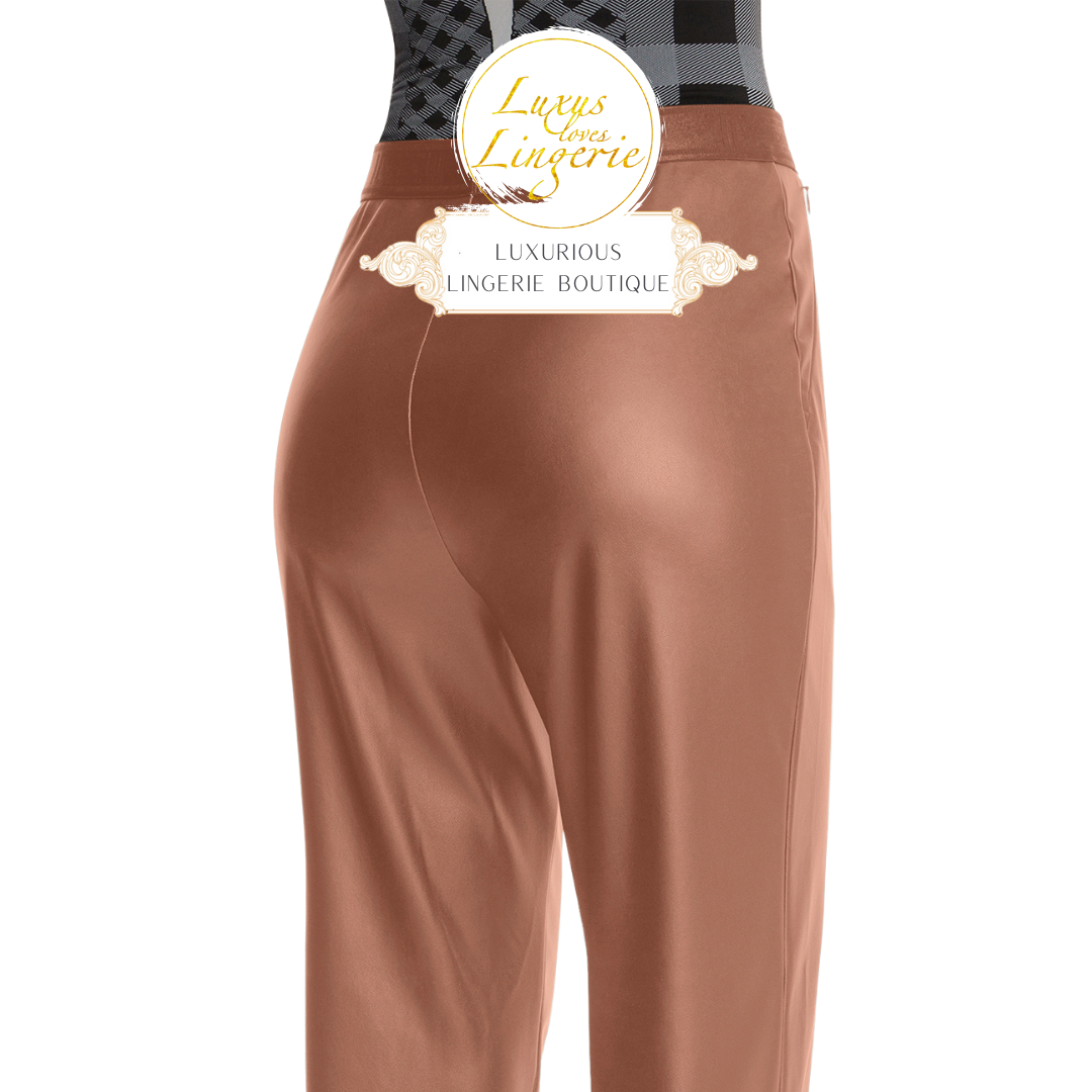 VEGAN LEATHER TROUSERS vegan caramel 52873 9718