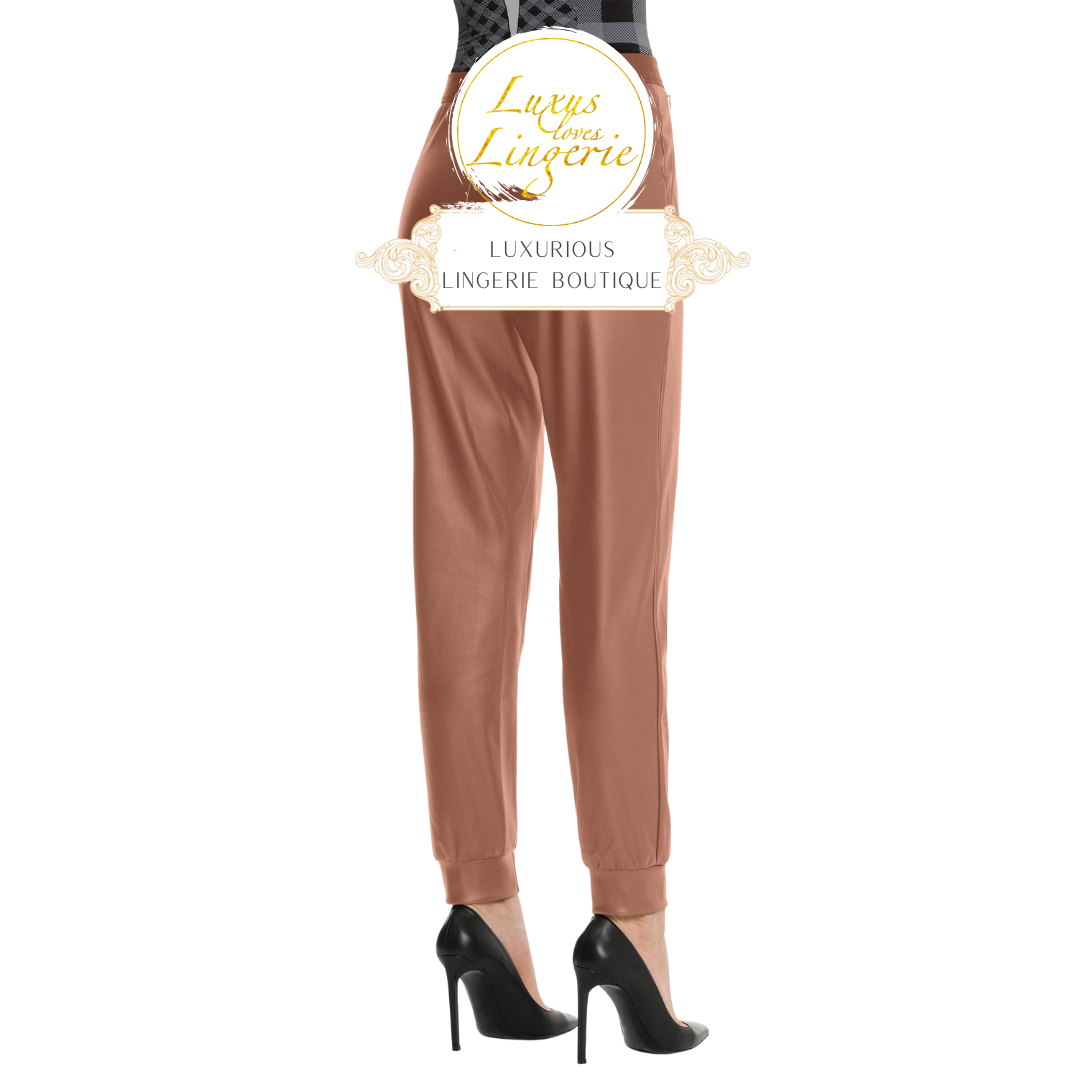 VEGAN LEATHER TROUSERS vegan caramel 52873 9718