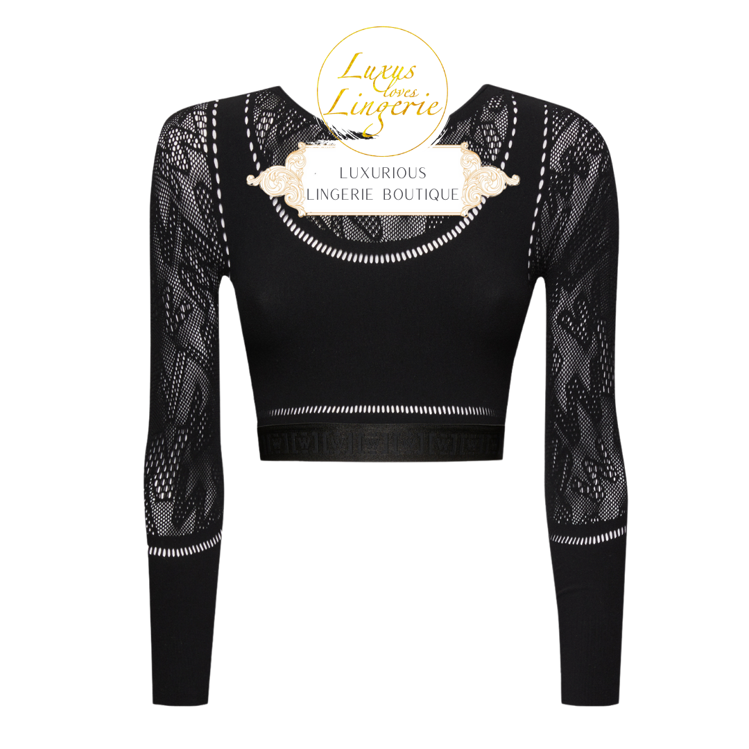 SPORTY LOGO NET TOP LONG SLEEVES