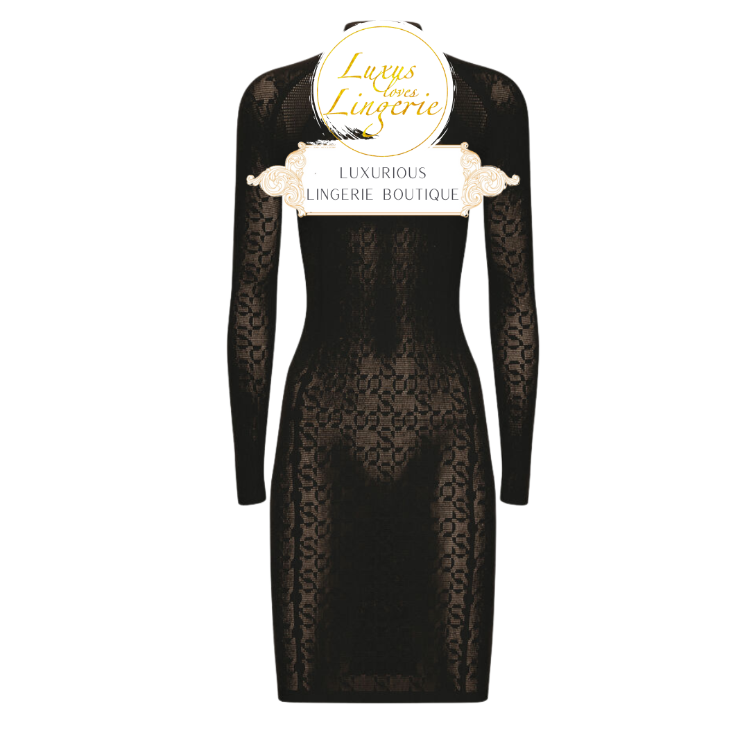 INTRICATE SHEER PATTERN DRESS black 53284 7005