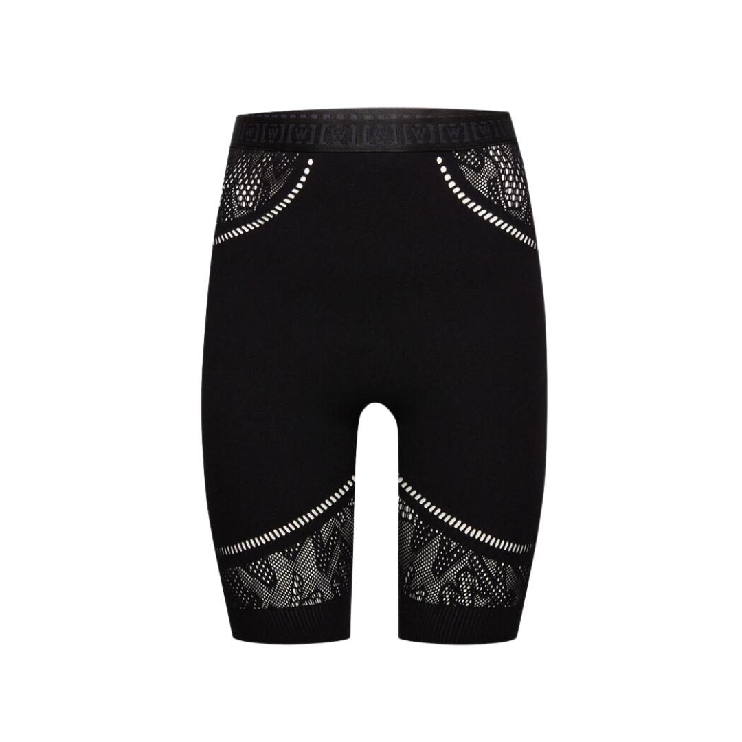 SPORTY LOGO NET BIKER SHORTS