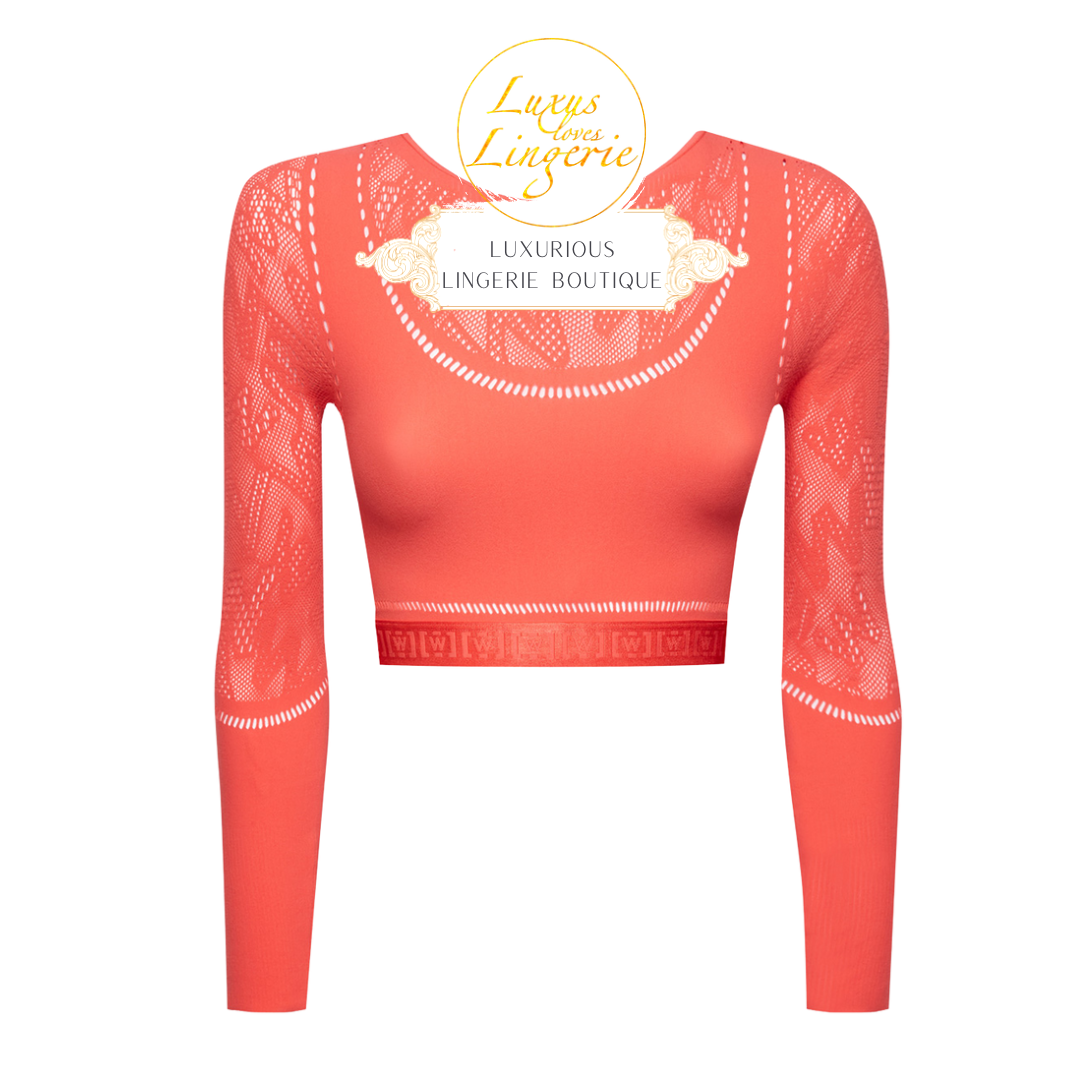 SPORTY LOGO NET TOP LONG SLEEVES