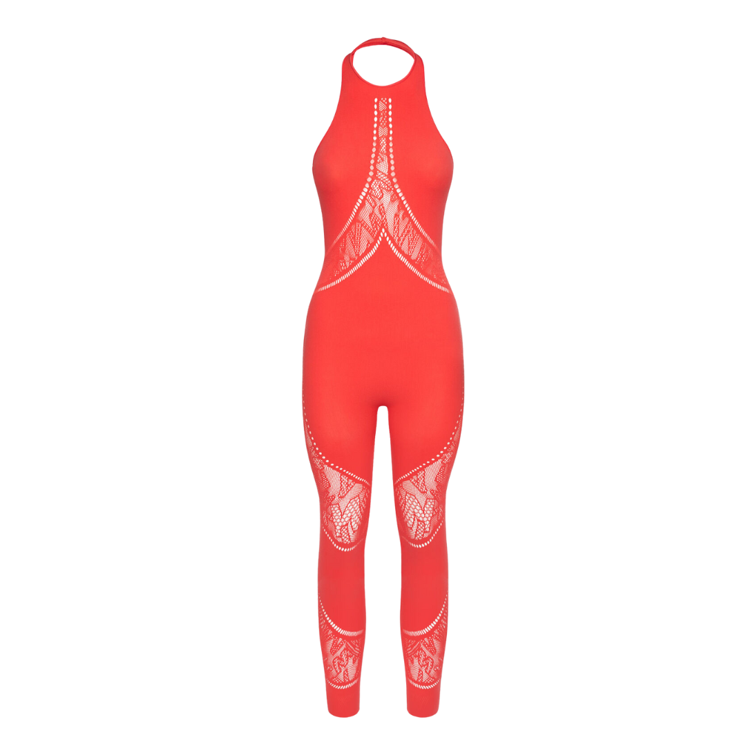 SPORTY LOGO NET JUMPSUIT